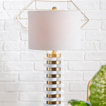 Wellington 26.5" Quatrefoil Striped Resin LED Table Lamp - JONATHAN Y